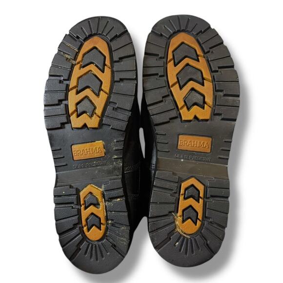 Brahma Boots Steel Toe Work Boots Mens Black Leather Lug Sole Size 11W - Picture 7 of 8